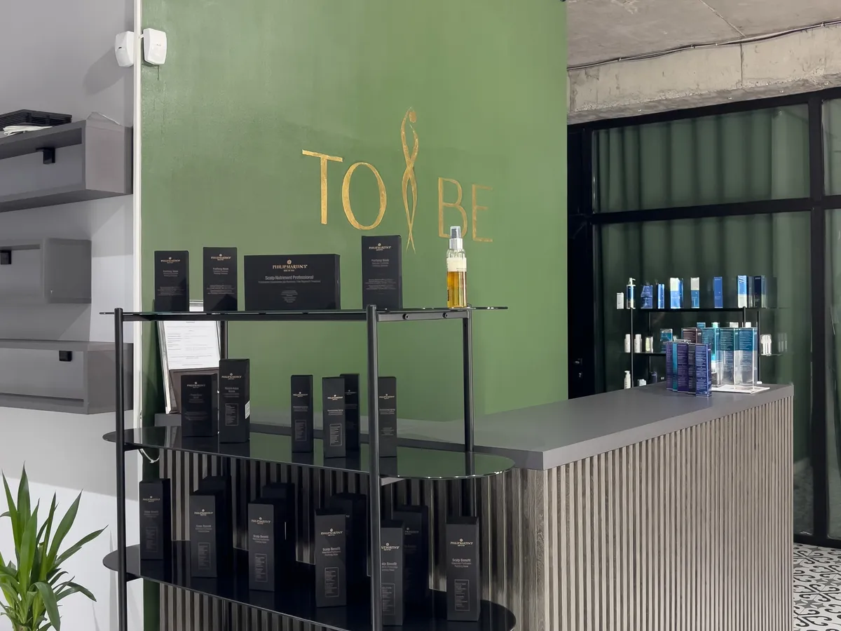 TO BE Tbilisi — brand wall and reception desk